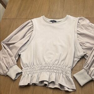 Maje Light Beige Gathered Sleeve Blouse